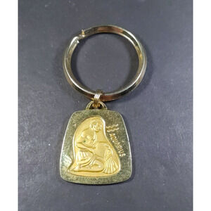 Aquarius Gold Tone Keychain Zodiac
